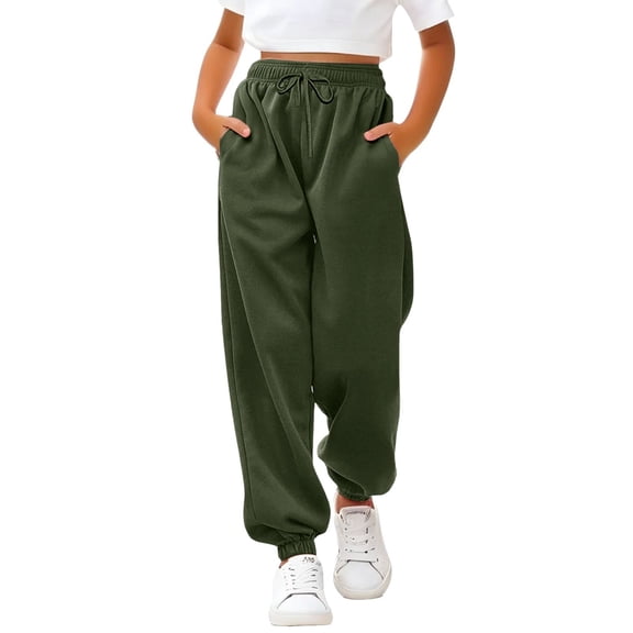 XXWXYD Teen Girl Baggy Pants Girls Jogger Sweatpants Straight Wide Leg Harem Pants Teen Kids Elastic Waist Drawst𝗋ing Casual School Long Trousers 5-14 Years