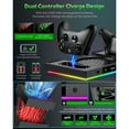 thumbnail image 4 of Auto Cooling Fan and Charge Stand Accessories for Xbox Series X Console with 15 Light Modes, Wireless Dual Charger Dock for XSX Controller, Headset Stand & Game Disc Storage, 4 of 10