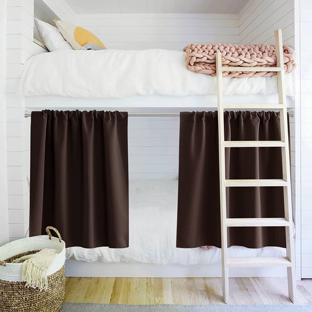IBAOLEA Rideaux 36 Pouces - Traitements de Fenêtre à Poche pour Tringle Réduction de Bruit et Protection de la Vie Privée, 42 x 36 Pouces, Marron Chocolat, Ensemble de 2 42"L x 36"H