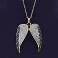 thumbnail image 5 of AFFY 1/2 Carat Round White & Enhanced Black Natural Diamond Angel Wings Pendant Necklace In 14k Yellow Gold Over Sterling Silver (0.50 Cttw) With 18" Chain Gift For Her, 5 of 6