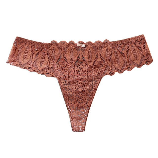 Gibobby Calzoncillos sexy Encaje de mujer Sexy Encaje transpirable Ahueca hacia fuera y las nalgas Bragas breves puras(Marrón,M)