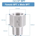 thumbnail image 2 of 304 Stainless Steel Forged Hex Reducer, 1" NPT Female x 1/2" NPT Male, Stainless Steel Pipe Fitting 2 Pack, 2 of 6