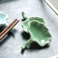 thumbnail image 5 of Celadon Lotus Leaf /Ceramic Chopstick Holder, Chopsticks Rest, Sushi Plate, Snack Dip Tray, Chopstick Stand For Home, Soy Sauce Dish-Green 2-Lotus leaf, 5 of 6