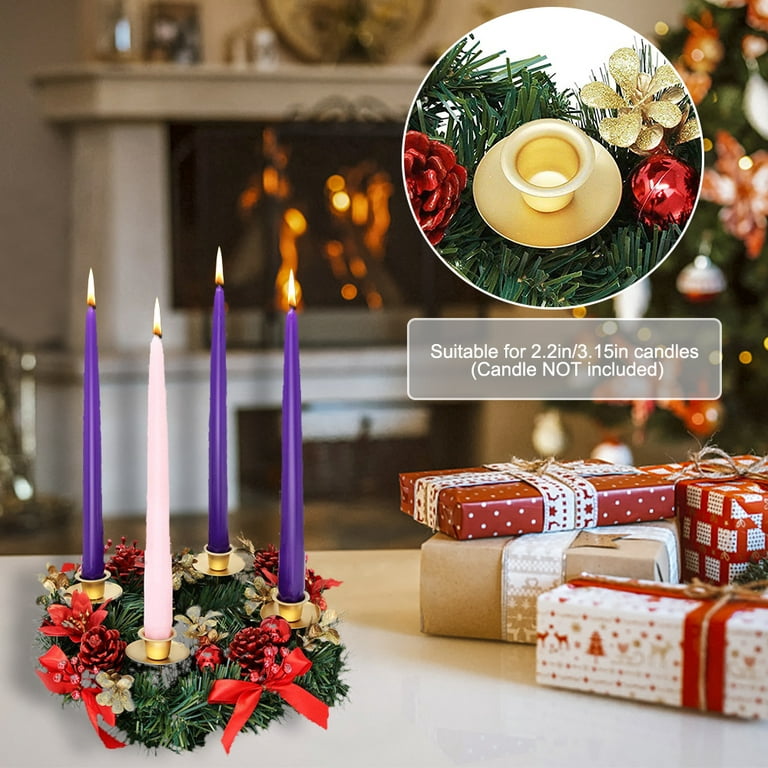 OWSOO Christmas Advent Wreath 12-inch Advent Candle Holder Ring Artificial  Christmas Wreath with Ribbon Pinecone for Advent Centerpiece Holiday  Christmas Home Decoration NO Candles 