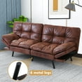 Futon Sofa Bed, Modern Faux Leather Convertible Memory Foam Sofa with