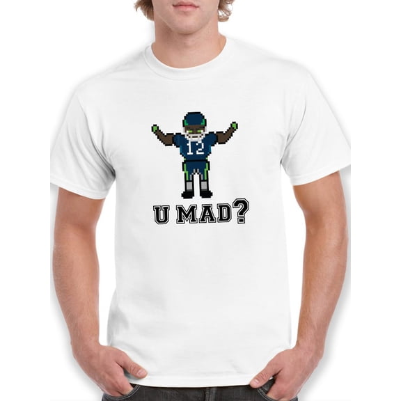 U Mad? Graphic Sports Player Men White T-Shirt, Male Small