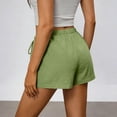 thumbnail image 4 of High Waisted Cotton Shorts For Women Drawstring Elastic Waist Gym Shorts with Pockets Loose Casual Athletic Workout Clothes Army Green, 4 of 5