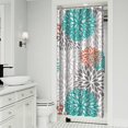 thumbnail image 2 of Small Stall Narrow Shower Curtain 36"W x 72"L – Tropical Bohemian Leaves, Mid-Century Abstract Boho Botanical Bathroom Decor, Vintage Floral Palm Leaf Pattern, Rustic Tribal Folk Style, 2 of 5