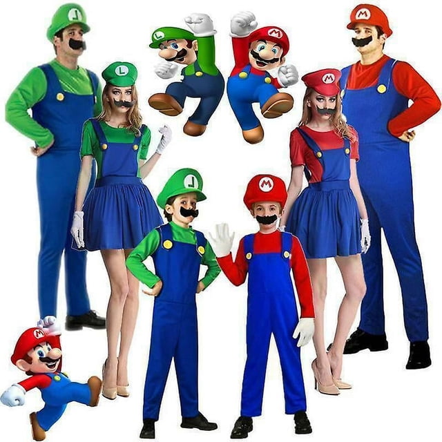 Disfraz de Super Mario para adultos, niños, niños, niñas, Cosplay, disfraces, trajes de fiesta