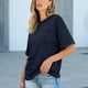 thumbnail image 4 of Blusa de trabajo,Blusa informal de manga corta para mujer, cuello redondo, bolsillo, mezcla de poliéster y elastano, ajuste suave y cómodo, ideal para uso diario en casa, sopatenor, 4 of 8