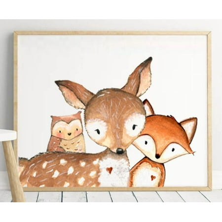 Forest Animals Prints For Nursery Friends Wall Art Woodland Print Set Woodland Baby Animals Nursery Animals Forest Friends Wall Art Modern Wall Decor 12x18 UNFRAMED