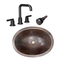 SimplyCopper 16" Oval Copper Bathroom Sink Includes Matching Faucet & Drain