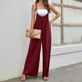 thumbnail image 2 of HBFAGFB Combinaison Femme Fines Bretelles Hauts Décontractés Jambes Larges avec Poches Rouge Taille G, 2 of 5