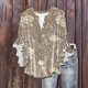thumbnail image 4 of Tejiojio Women's Casual Printed Top Lace Trim V-Neck 3/4 Sleeves Button Down Fashionable Daily Wear, 4 of 6