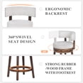 thumbnail image 6 of COLAMY Swivel Bar Stools Set of 2, 25 Inch Counter Height Stools, Modern Upholstered Wood Bar Chairs with Back for Kitchen Island Dining Room Bar, Fits 34-40" Height, Beige, 6 of 10