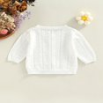 thumbnail image 4 of Infant Baby Girl Sweet Cardigan Solid Color  Neck Long Sleeve Knitted Coat Spring Summer Button-Down Sunscreen Outerwear, 4 of 7