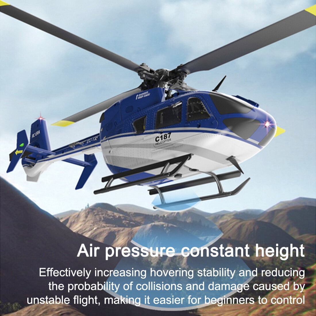 RC ERA C187 EC135 RC Helicopter, 4CH 2.4GHz Single-Rotor Flybarless Remote Control Aircraft 6-Axis Gyro with Optical Flow& Altitude Hold, RTF Beginner Helicopter for Adults & Teens