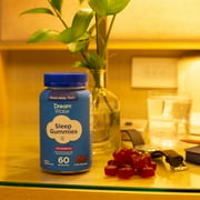 Dream Water Sleep Gummies, Sugar-Free, Gelatin-Free; Blend of 3 Ingredients, GABA, 5mg Melatonin & 5-HTP; Snoozeberry, 60 Gummies