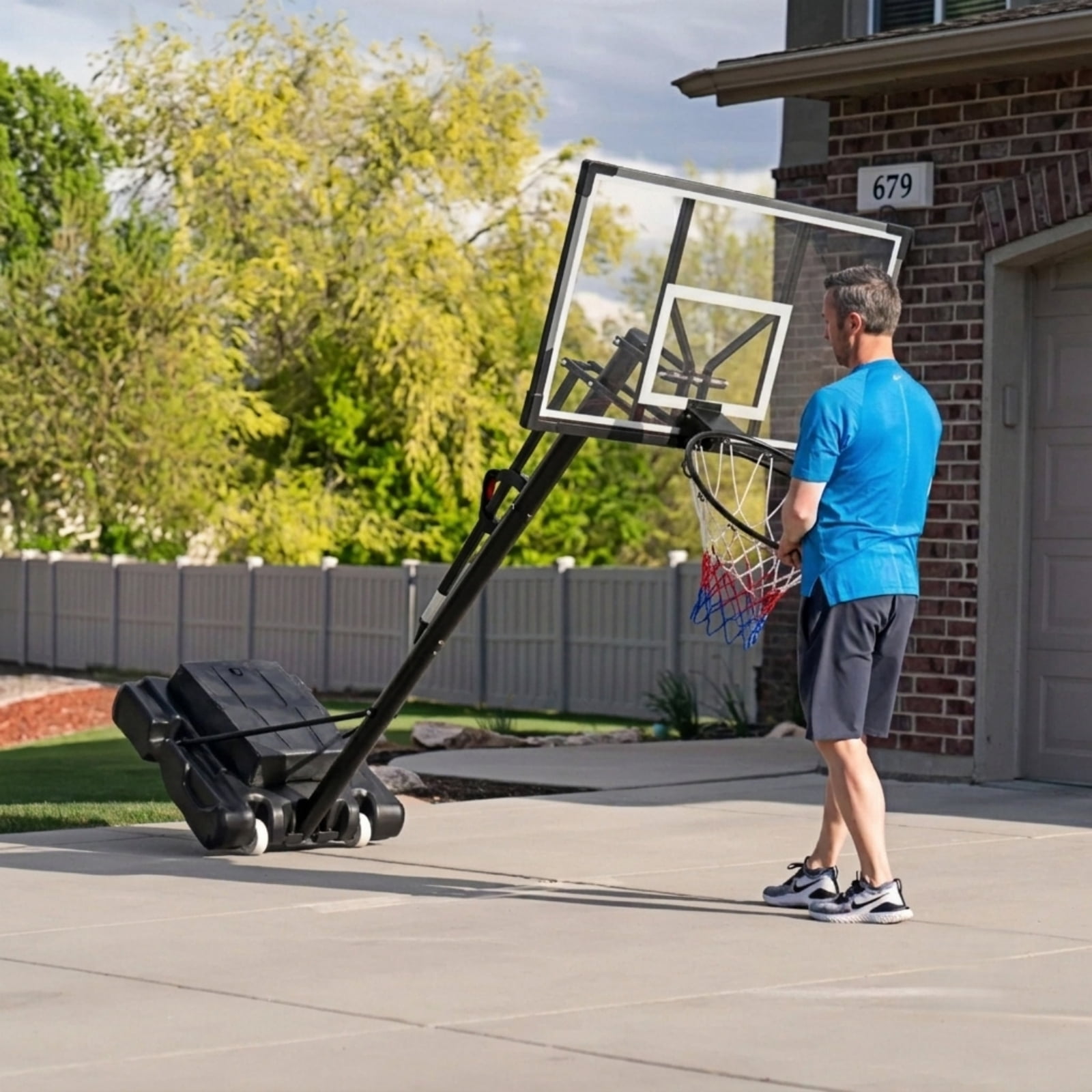 Bexfil 44inch Portable Adjustable Basketball Hoop with Weight Bag and Wheels, Outdoor Stand System for Kids & Adults, Height Adjustment from 5.3ft to 10ft