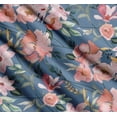 thumbnail image 3 of Soimoi Blue Cotton Voile Fabric Leaves & Magnolia Floral Print Fabric by the Yard 42 Inch Wide, 3 of 7