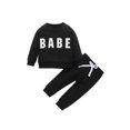 thumbnail image 1 of TheFound Baby Long Sleeves + Trousers, Letter Print Adjustable Elastic Waist, 1 of 9