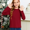 thumbnail image 5 of Otqutp 5-14 Years Girls Long Sleeve T Shirts Kids Fall Fashion Tops Crewneck Basic Tees Girls Shirts Cotton T-Shirts Loose Tunic Tops (a-Wine,9-10 Years), 5 of 8