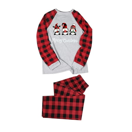 

Matching Family Pajamas Sets Christmas Letter And Plaid Printed Sleepwear Long Sleeve Tee And Bottom Loungewear (Dad)