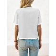 thumbnail image 5 of Color Block Women Short Sleeved Casual Knit Sweater with Pocket, 5 of 6