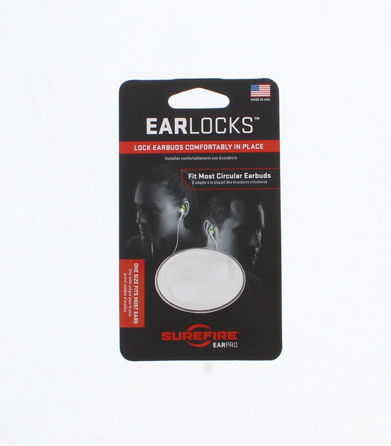 SureFire ELU1-CLR-MPR EarLocks for Round Earbuds, Clear