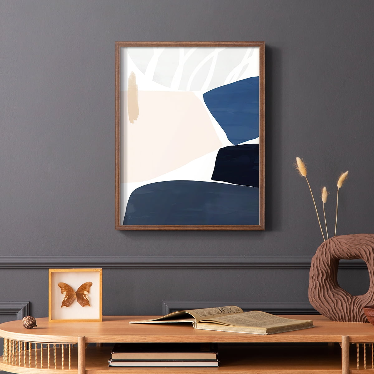 Denim and Sand II Framed Print in Brown Solid Wood Framed Print No Nail Hanging