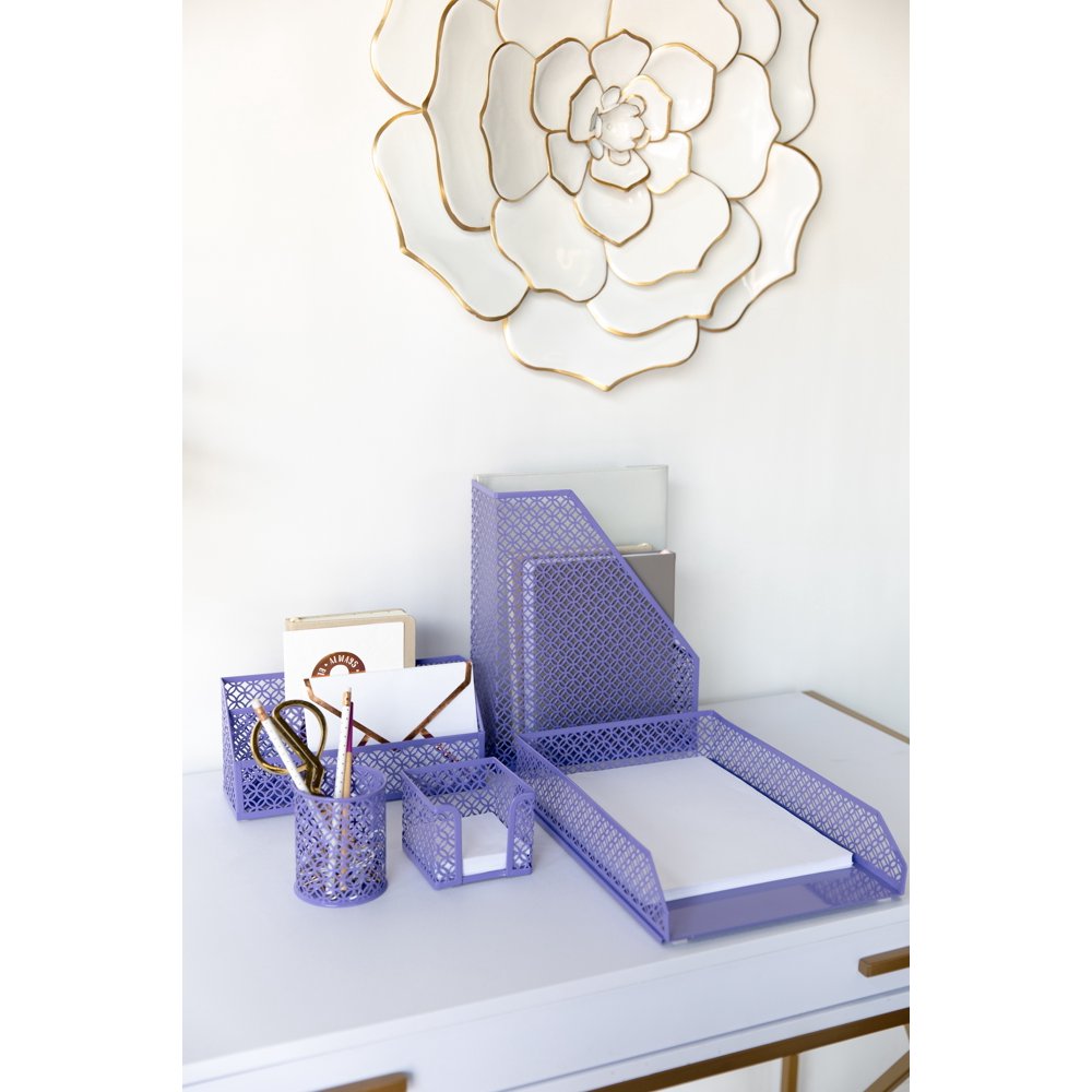 Blu Monaco Purple 6 Piece Cute Desk Organizer Set Desk Organizers and