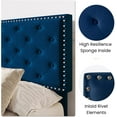 thumbnail image 5 of SHA CERLIN Queen Size Velvet Bed Frame with Adjustable Headboard, Diamond Button Tufted, Rivet Decor, No Box Spring Needed, Blue, 5 of 8