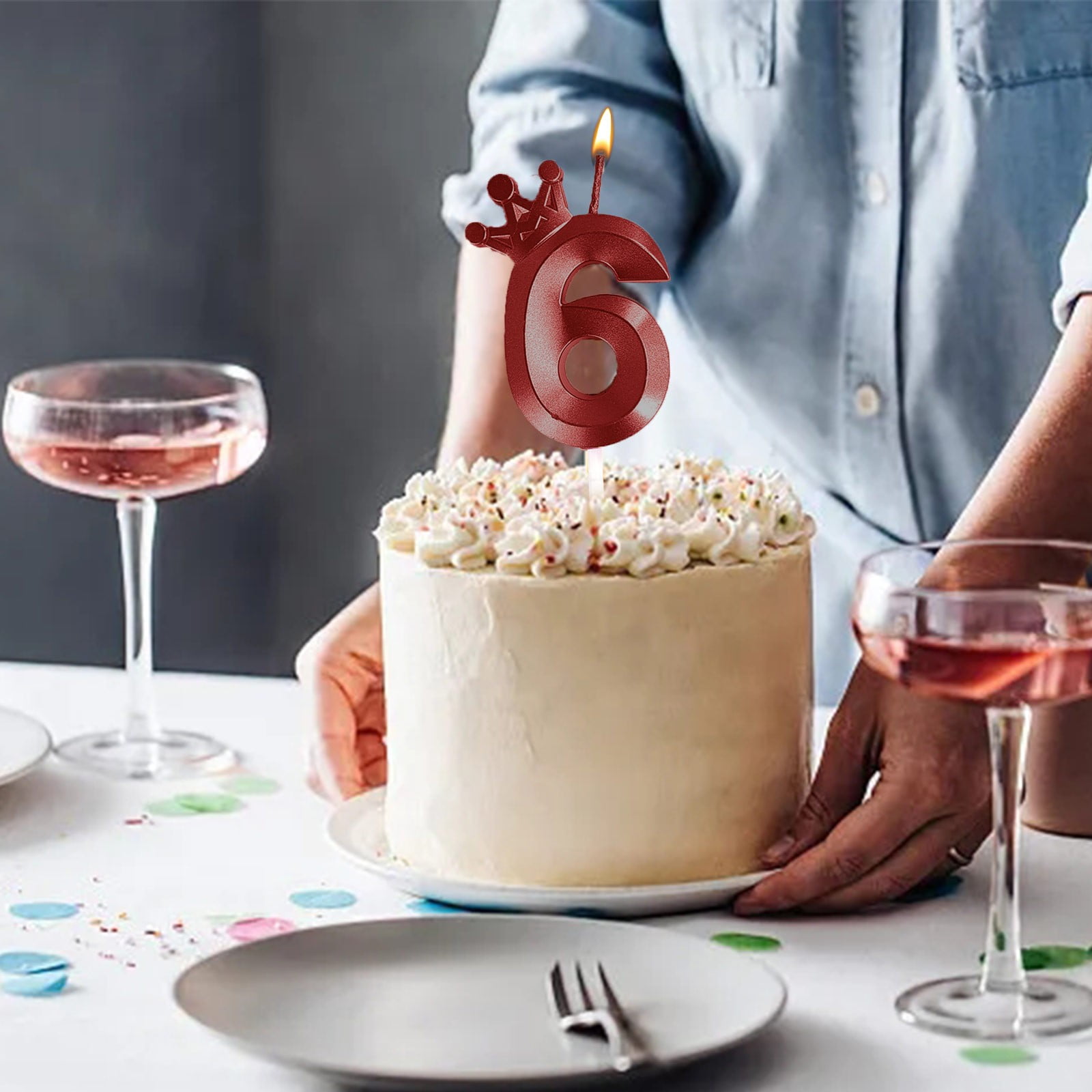 IDEGOS - 10CM Bougie Chiffre D'anniversaire Numéro 3,3D ARGENT Paillettée,Decoration Gateau Anniversaire,Bougies Gâteau Marriage