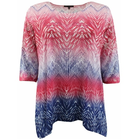 Womens Plus Size Colorful Design Lace Sleeves Flowy Blouse Tee Shirt Top Burgundy Navy 1X (17016)
