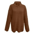 thumbnail image 7 of ManxiVoo Long Sleeve Quarter Zip Turtleneck Pullover Sweater for Women Cozy Comfortable Everyday Wear L Size Coffee, 7 of 7