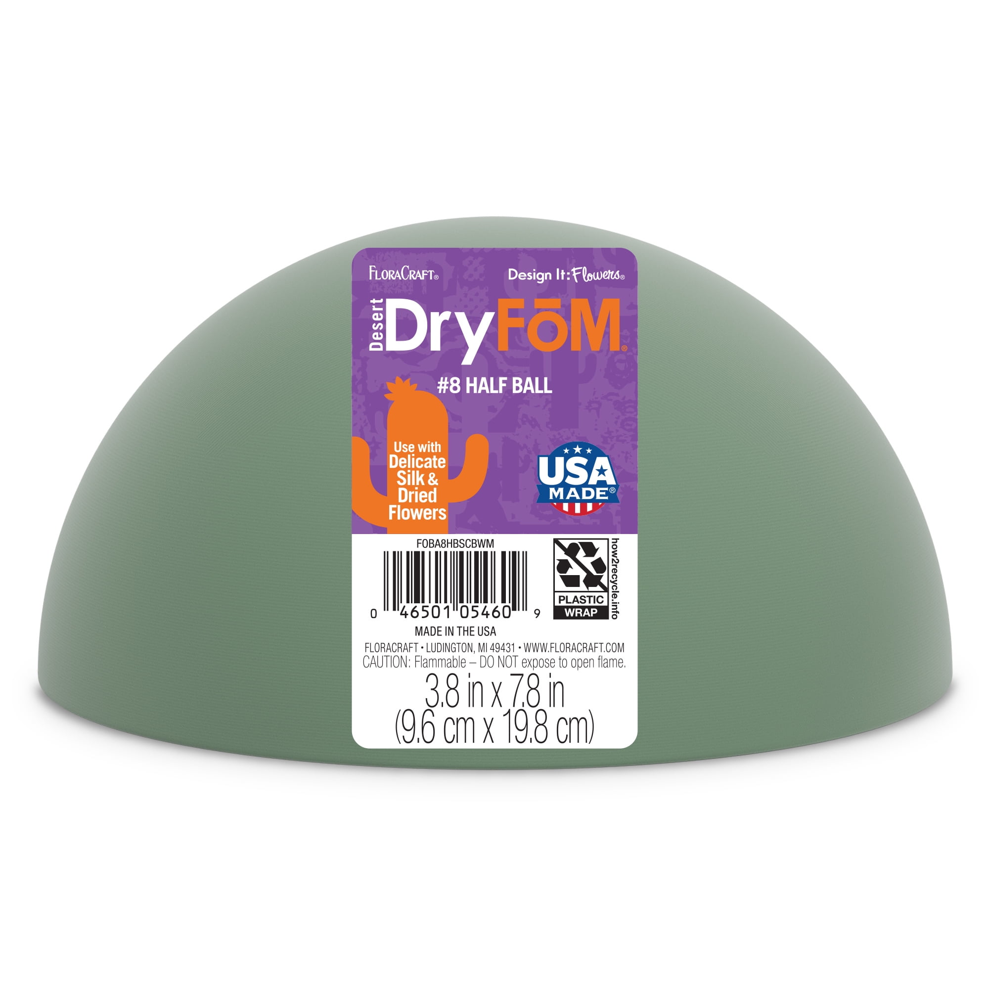 Craft Supplies FloraCraft Floral Dry Foam Half Ball 7.8 Inch Green