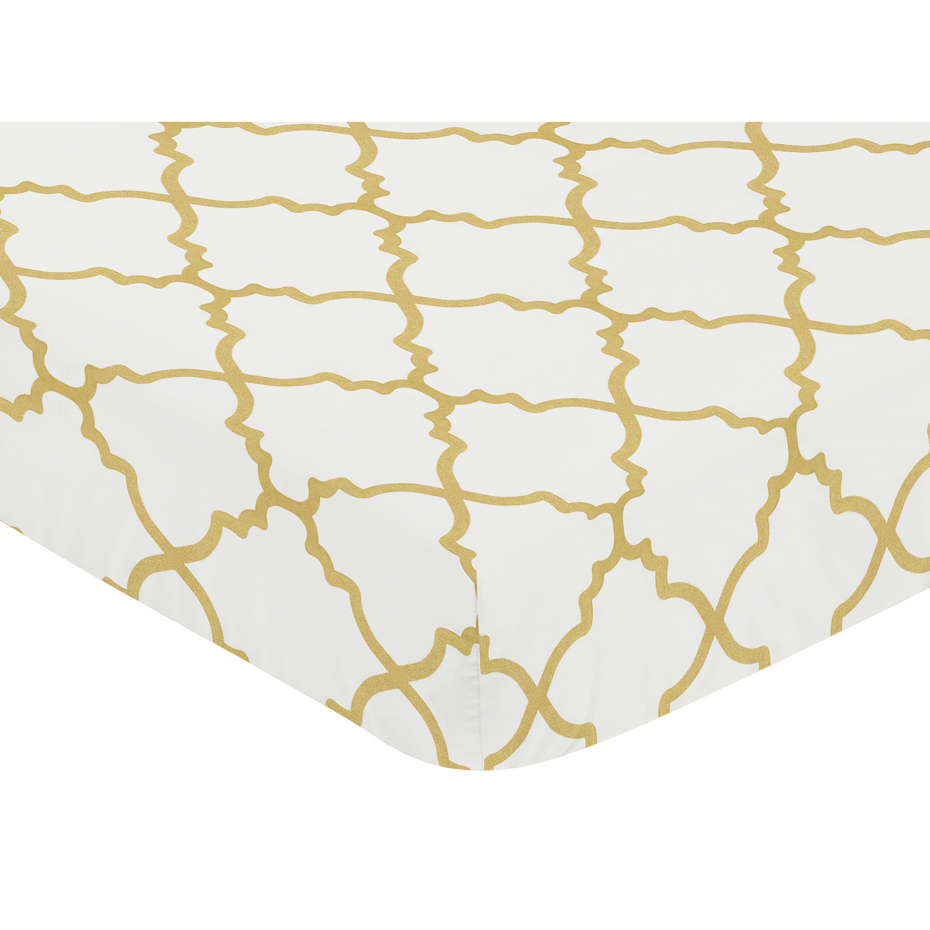 white and gold crib sheet