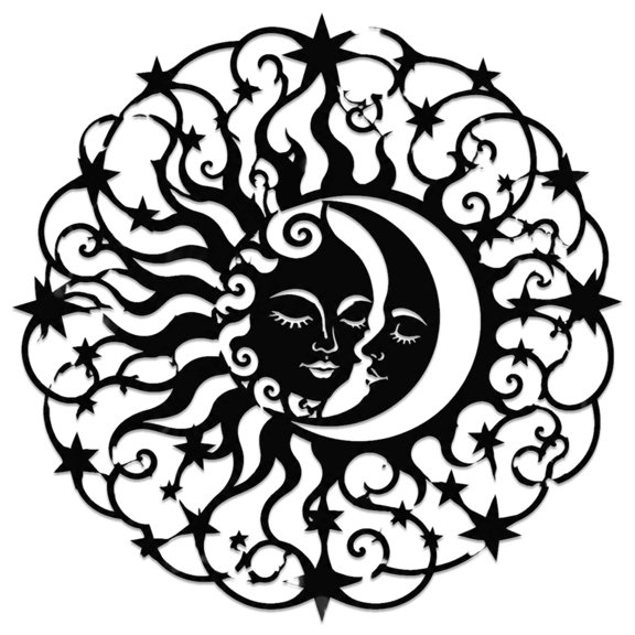 Celestial Sun and Moon Metal Wall Art WallArt Decor Metal Outdoor Decor Metal Signs Boho Abstract Wall Sculpture Elegant Home Decoration for Living Room Bedroom Office Dorm Room 188