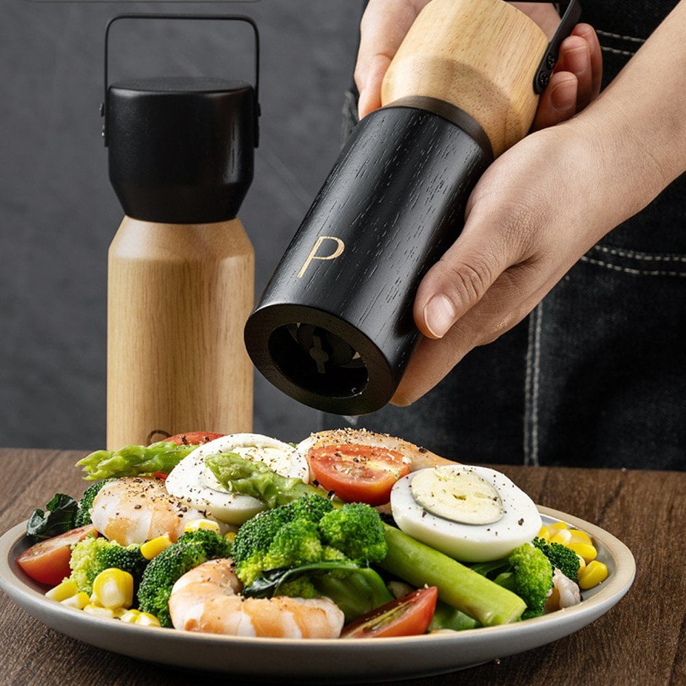 Seasoning Grinder, Salt and Pepper Grinder Set Manual Wooden Salt and Pepper Mill Set Professional Wood Mill For Home Kitchen