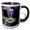 Black/White, variant on 3drose, Waterlily Purple Bloom and a Passing Bee, 11oz Magic Transforming Mug