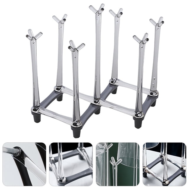 BEADCEST Mug Display Shelf Folding Glass Cup Drain Rack Grey PP for Adults 1Pack Back to School