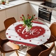 thumbnail image 3 of Valentine's Day Fitted Tablecloth with Elastic Edged, Round Table Cloth for Dining Table, Red Love Heart Roses Romantic Wooden Waterproof Oil Proof Table Cover for Indoor Outdoor 36"-44", 3 of 8
