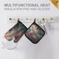 thumbnail image 4 of Yayeee Oven Mitts and Pot Holder Set of 2 Heat Resistant Kitchen Gloves Baking Hot Pad, Psychedelic Forest, 4 of 5