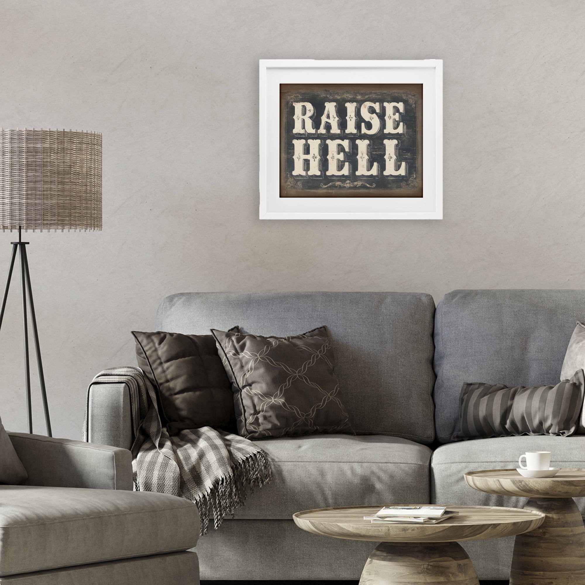 Stupell Industries Raise Hell Vintage Western White Framed Print Under Glass, design by Arlington Prints