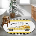 thumbnail image 4 of Yellow Truck Round Rug 3ft Washable Circle Entryway Rugs Non Slip Spring Bees Daisy Honey Black Buffalo Lattice Area Rug Indoor Floor Carpet for Bedroom Kitchen Living Room Home Office Dining Room, 4 of 8