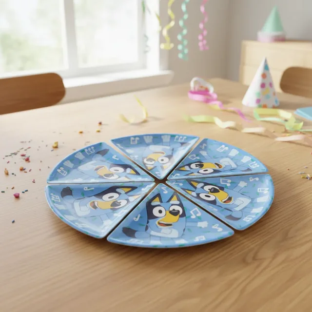 Set Infantil Melamina Bluey 6 Platos Pizza 22 cm