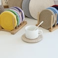 thumbnail image 2 of Hyasfey 8Pcs Cotton Woven Drink Coasters Absorbent Coasters for Coffee Table Braided Coasters Heat-Resistant Table Protection Mat for All Cups, 2 of 8