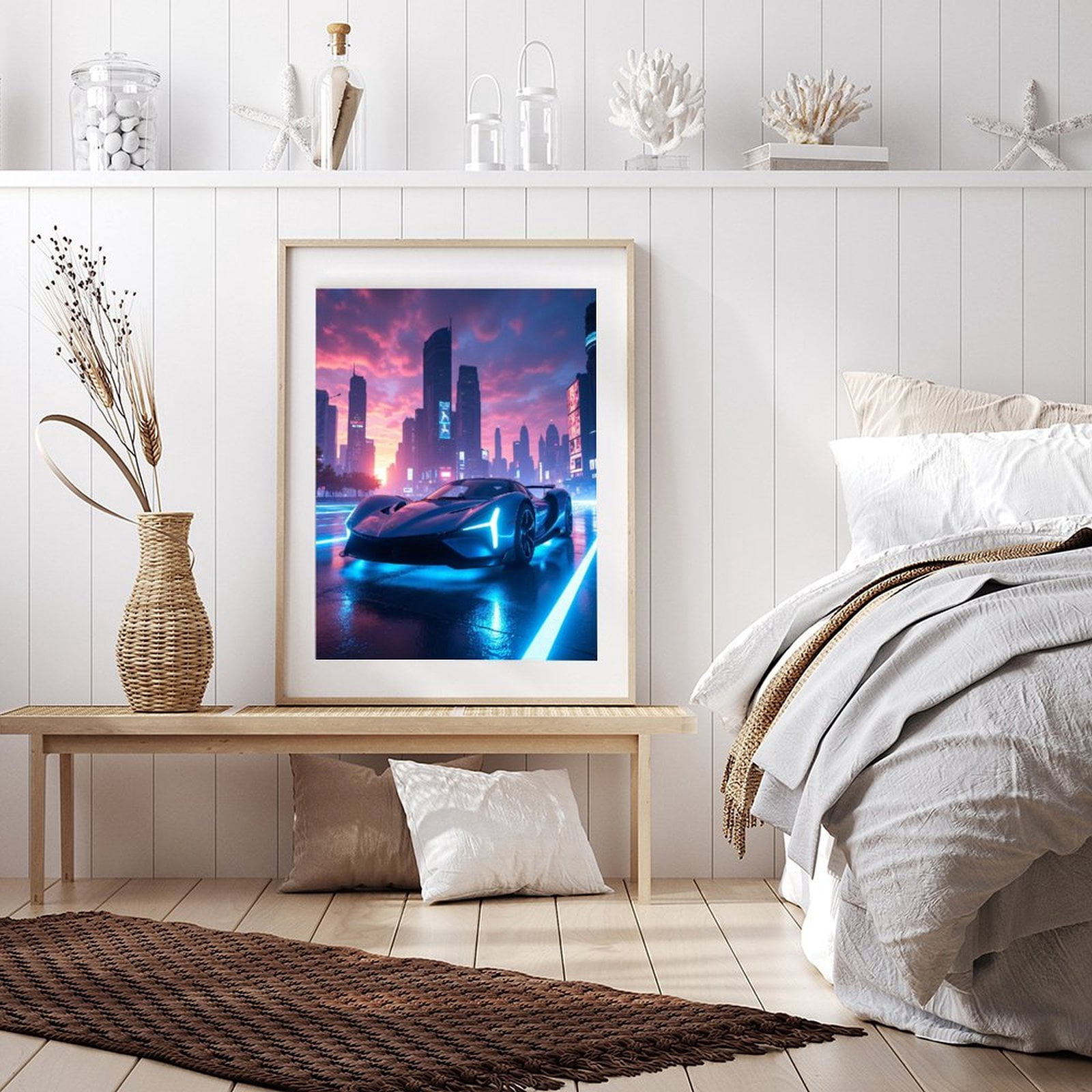 Diamond Art Kit for Adults, Futuristic Neon City Sports Car Diamond Painting for Adults Beginners, DIY Diamond Art Painting Kits, 5D Diamond Painting Crafts for Home Decor 12x16 Frameless