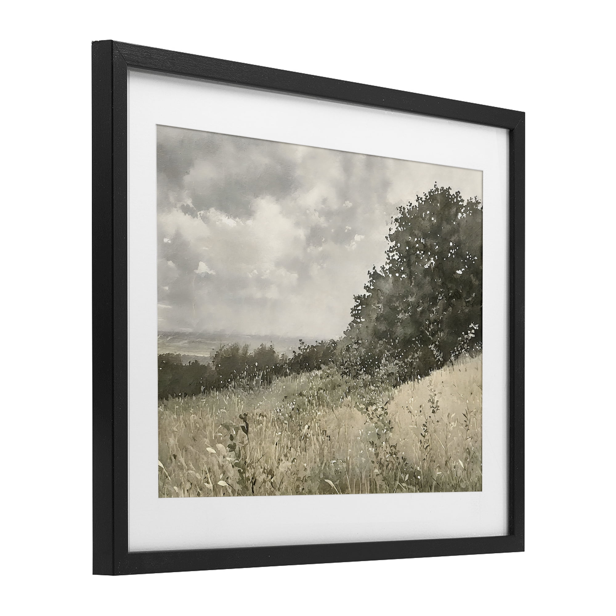 Stupell Industries Soft & Subtle Meadow Landscape Black Framed Print Under Glass, design by Riley B