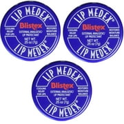 Blistex Lip Medex Cooling Relief for Sore Lips & Moisture 0.25 oz Each (3 Jars)